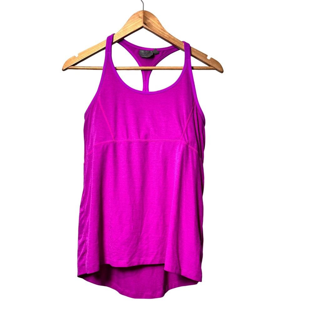 Athleta Womens Magenta Purple Racerback Tank Top Built-in Bra Open Back Size M